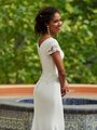 Moonlight Modest M5038 Wide V-Back Modest Wedding Dress With Covered Buttons Along Zipper And Ornate Beaded Lace Appliques At Waist Moonlight Modest M5038 Wide V-Back Modest Wedding Dress With Covered Buttons Along Zipper And Ornate Beaded Lace Appliques At Waist