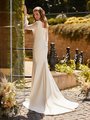 Modest Square Back Crepe Wedding Dress with Buttons Long Zipper Style M5043