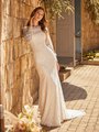 Modest Boho Lace Mermaid Wedding Dress With Bishop Sleeves Style M5044