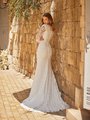 Modest Bateau Back Lace Wedding Dress With Buttons Along Zipper Style M5044