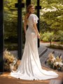 Modest V-back Crepe Wedding Dress With Buttons Along Zipper Style M5046