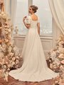 Modest Square Back Crepe Wedding Dress With Buttons and Loops Along Zipper Style M5051 Modest Square Back Crepe Wedding Dress With Buttons and Loops Along Zipper Style M5051