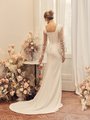 Modest Square Back Crepe Wedding Dress With Buttons and Loops Along Zipper Style M5053