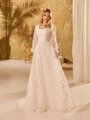 Modest Sweetheart Neck Lace A-line Wedding Dress With Long Illusion Bishop Sleeves Style M5054