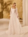 Modest Sweetheart Neck Lace A-line Wedding Dress With Long Illusion Bishop Sleeves Style M5054 Modest Sweetheart Neck Lace A-line Wedding Dress With Long Illusion Bishop Sleeves Style M5054