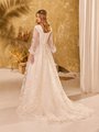 Modest Square Back Lace Weedding Dress With Buttons Along Zipper and Chapel Train Style M5054 Modest Square Back Lace Weedding Dress With Buttons Along Zipper and Chapel Train Style M5054