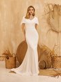 Modest Butterfly Sleeves Chiffon Mermaid Wedding Dress with Lace Bodice Style M5056