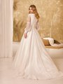 Modest Bateau Back Lace Wedding Dress With Long Poet Sleeves Style M5057