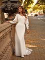 Split Long Sleeve Modest Crepe Mermaid Wedding Dress Style M5062 Split Long Sleeve Modest Crepe Mermaid Wedding Dress Style M5062
