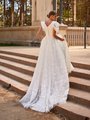 Modest V-back Boho Lace Wedding Dress With Buttons and Loops Along Zipper Style M5064