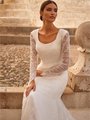 Glamorous Beaded Scoop Neck Modest Wedding Dress With Beading Style M5066