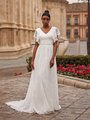 Modest Rustic Lace A-line Wedding Dress with Illusion Butterfly Sleeves M5072