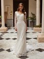 Lace Mermaid Wedding Dress with Modest Sweetheart Neckline and Long Sleeves Style M5076