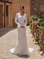 Square Neckline Wedding Dress With Notch Neckline and Long Sleeves