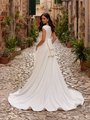 Sleek Modest Wedding Dress with Bateau Neckline and Bow at Back Waist