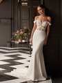 Moonlight Tango T101 Sultry Sweetheart with Illusion Inset and Thin Straps Crepe and Net Mermaid with Detachable Swag Sleeves Moonlight Tango T101 Sultry Sweetheart with Illusion Inset and Thin Straps Crepe and Net Mermaid with Detachable Swag Sleeves