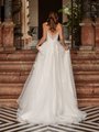 Illusion Scoop Back Chantilly Lace and Beaded Lace Appliques A-Line with Sweep Train Moonlight Tango T103 Illusion Scoop Back Chantilly Lace and Beaded Lace Appliques A-Line with Sweep Train Moonlight Tango T103