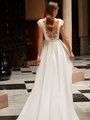 Moonlight Tango T106 Stunning Beaded Illusion Scoop Back Crepe Back Satin A-Line with Side Pockets