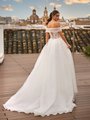 Open Back with Half Lace-Up and Detachable Off-Shoulder Jacket Flowy Ball Gown with Sweep Train Moonlight Tango T107