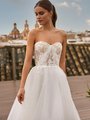 Moonlight Tango T107 Sexy Unlined Strapless Sweetheart Sequins Lace Appliques and Embroidered Lace Tulle Ball Gown