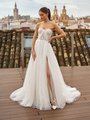 Sultry Strapless Sweetheart Embroidered Lace Tulle Ball Gown with High Leg Slit Moonlight Style T107