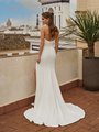 Crepe Back Satin Open Back Mermaid with Buttons to End of Train Moonlight Tango T109 Crepe Back Satin Open Back Mermaid with Buttons to End of Train Moonlight Tango T109