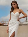 Moonlight Tango T109 Timeless Strapless Sweetheart Crepe Mermaid Silhouette with Ruched Bodice