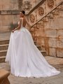 Deep illusion scoop neckline wedding dress with with sparkle tulle and scattered lace