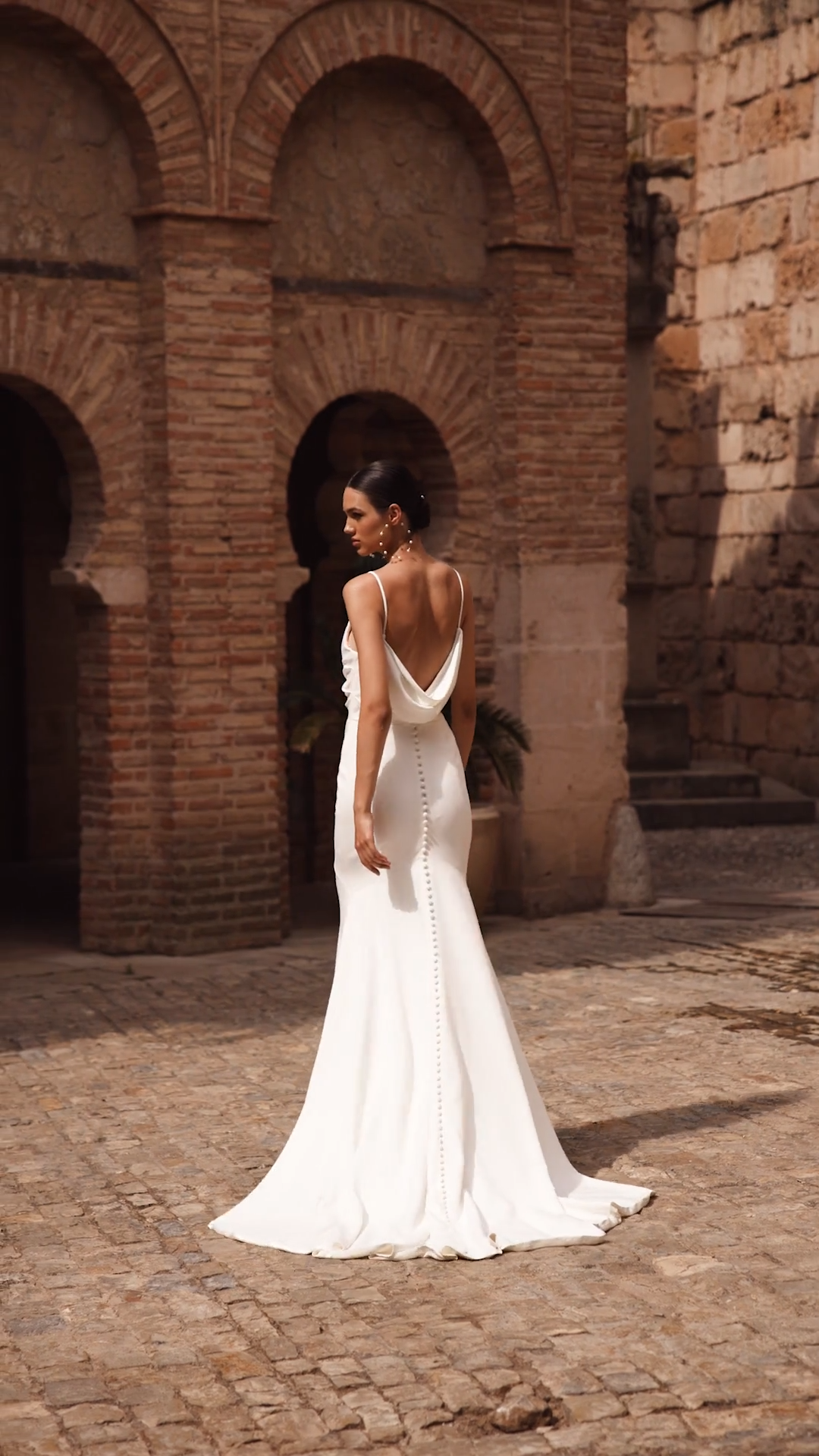 cowl back wedding dress