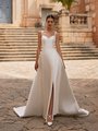 Classic Mikado A-line Wedding Dress With Sweetheart Neckline and Cap Sleeves