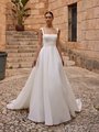 Modern Organza A-line Wedding Dress With Square Crepe Bodice