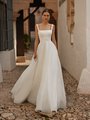 Elegant Mixed Fabric A-line Wedding Dress With Organza Skirt and Crepe Bodice