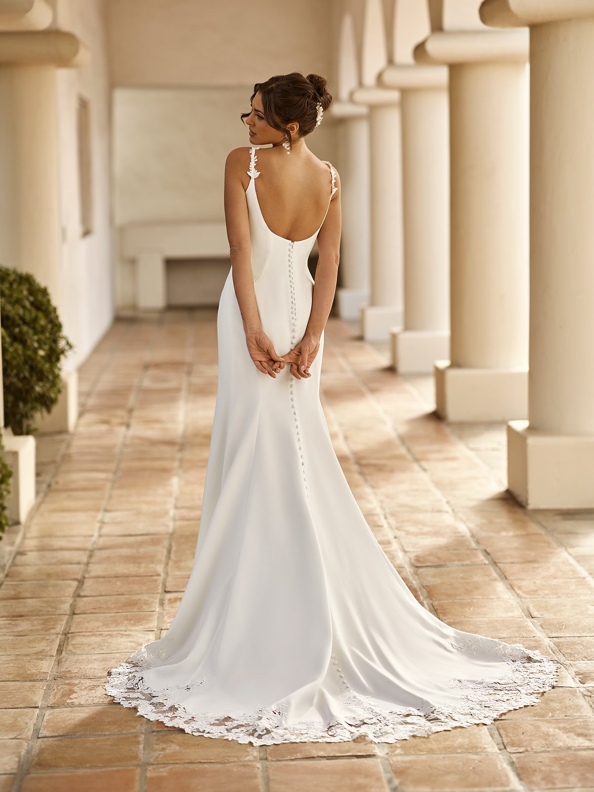 Square Neck Cutout Sweep Train Mermaid Wedding Dress