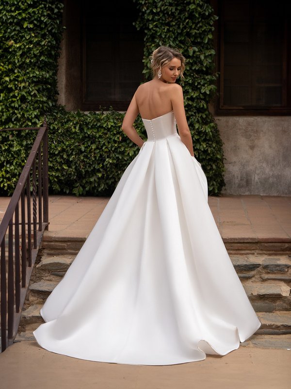 Pointed Sweetheart Satin Ball Gown Wedding Dress