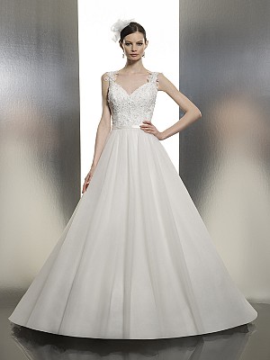 Moonlight Tango T634 natural waist ball gown wedding gown with lace straps Moonlight Tango T634 natural waist ball gown wedding gown with lace straps