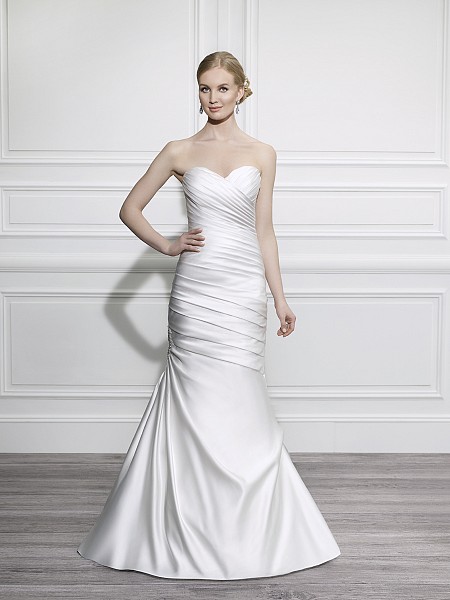 Moonlight Tango T648 sleek strapless elegant satin mermaid wedding dress with sweetheart neckline Moonlight Tango T648 sleek strapless elegant satin mermaid wedding dress with sweetheart neckline