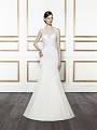 Moonlight Tango T672 popular vintage illusion lace V-neck mermaid bridal dress with simple satin skirt Moonlight Tango T672 popular vintage illusion lace V-neck mermaid bridal dress with simple satin skirt
