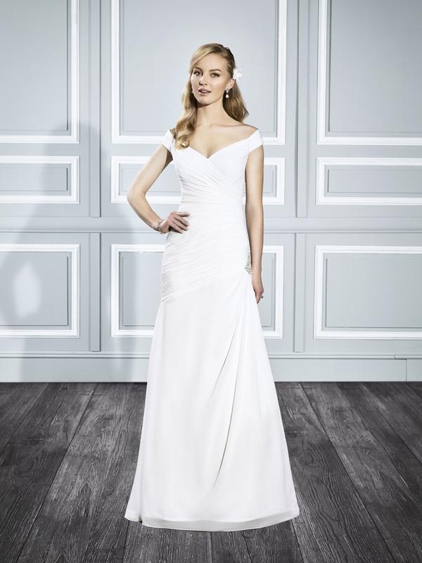 Moonlight Tango T699 chiffon open off the shoulder cap sleeve bridal gown for the curvy bride Moonlight Tango T699 chiffon open off the shoulder cap sleeve bridal gown for the curvy bride
