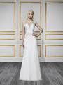 Moonlight Tango T730 sophisticated embroidered high neck wedding dress with a couture satin band for modern brides Moonlight Tango T730 sophisticated embroidered high neck wedding dress with a couture satin band for modern brides