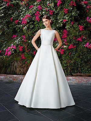 Moonlight Tango T763 chic mikado bridal ball gown with side pockets Moonlight Tango T763 chic mikado bridal ball gown with side pockets