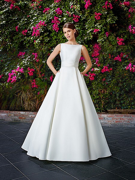 Moonlight Tango T763 chic mikado bridal ball gown with side pockets Moonlight Tango T763 chic mikado bridal ball gown with side pockets