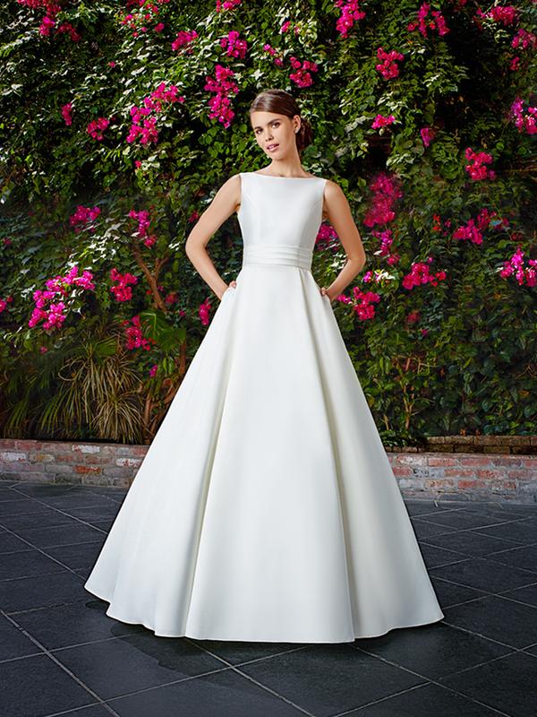 Moonlight Tango T763 chic mikado bridal ball gown with side pockets Moonlight Tango T763 chic mikado bridal ball gown with side pockets