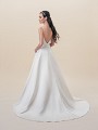 Moonlight Tango T821 simply elegant satin wedding gown with pockets and classic buttons to end of the train