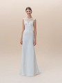 Moonlight Tango T824B crepe satin lace bateau neck fit and flare wedding dress Moonlight Tango T824B crepe satin lace bateau neck fit and flare wedding dress