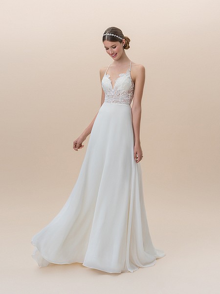 Moonlight Tango T825A chiffon A-line dress with sexy lace boho unlined V-neck bodice with spaghetti straps Moonlight Tango T825A chiffon A-line dress with sexy lace boho unlined V-neck bodice with spaghetti straps