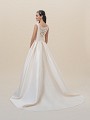 Moonlight Tango T827 gold elegant sheer lace scoop back mikado wedding gown with buttons on back Moonlight Tango T827 gold elegant sheer lace scoop back mikado wedding gown with buttons on back