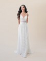 Moonlight Tango T830A boho beach A-line wedding dress with sheer illusion waist and chiffon overlay skirt Moonlight Tango T830A boho beach A-line wedding dress with sheer illusion waist and chiffon overlay skirt