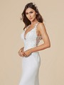 Moonlight Tango T841 ivory wedding gown with deep V-neck and illusion crisscross inset at side bodice Moonlight Tango T841 ivory wedding gown with deep V-neck and illusion crisscross inset at side bodice