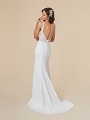 Moonlight Tango T841 elegant deep V-back lace and crepe-back satin destination wedding dress