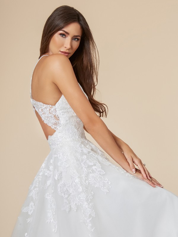Moonlight Tango T851 stunning sleeveless tulle and lace appliques A-line bridal gown in ivory Moonlight Tango T851 stunning sleeveless tulle and lace appliques A-line bridal gown in ivory